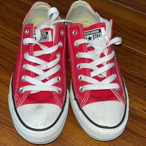 Red lowtop converse shoes